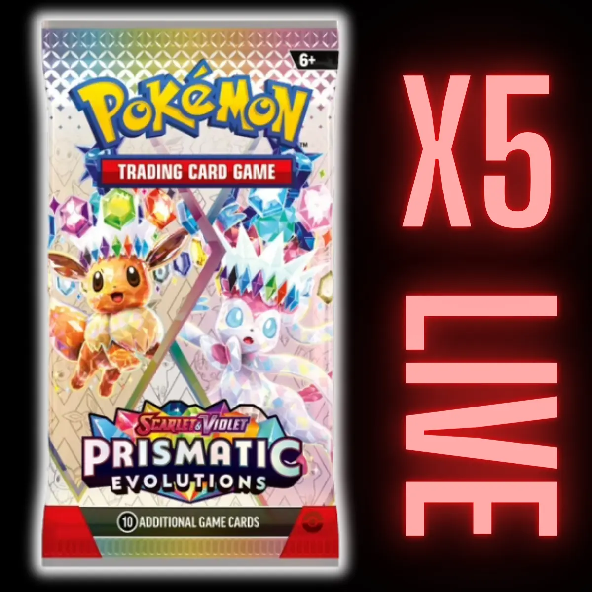 Prismatic Evolutions Stellar Colors Non-Sports Trading Card Booster Packs - 5 Pack (LIVE)