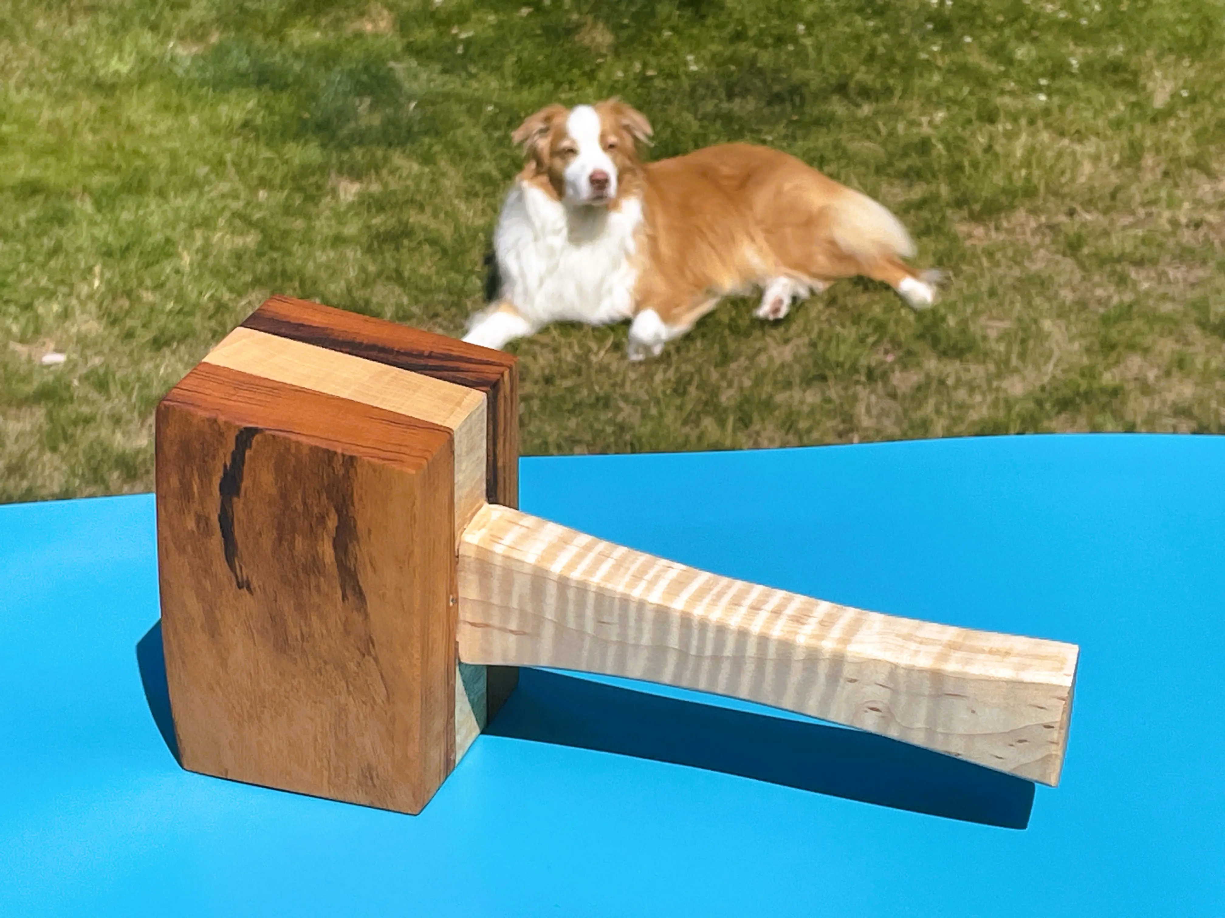 Custom Marble Wood and Curly Maple Wooden Mallet for Crafting and DIY Projects - Dog not included!
