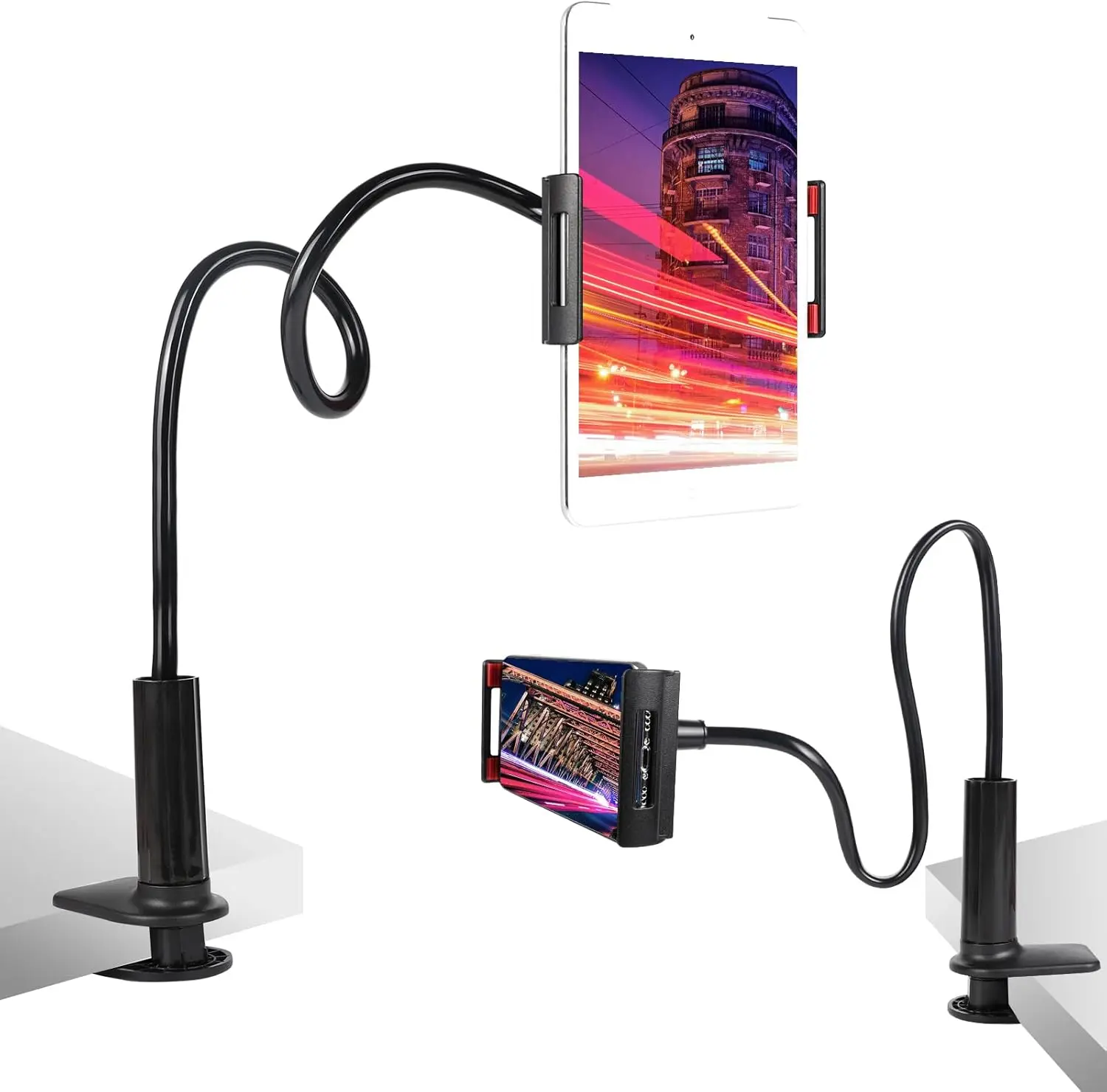 Tablet Stand Holder for Bed, Gooseneck Adjustable Flexible Long Arm Tablets Mount Clamp Cell Phone Holder,Lazy Tablets Phone Stand,Compatible with 4-10 Inches Device