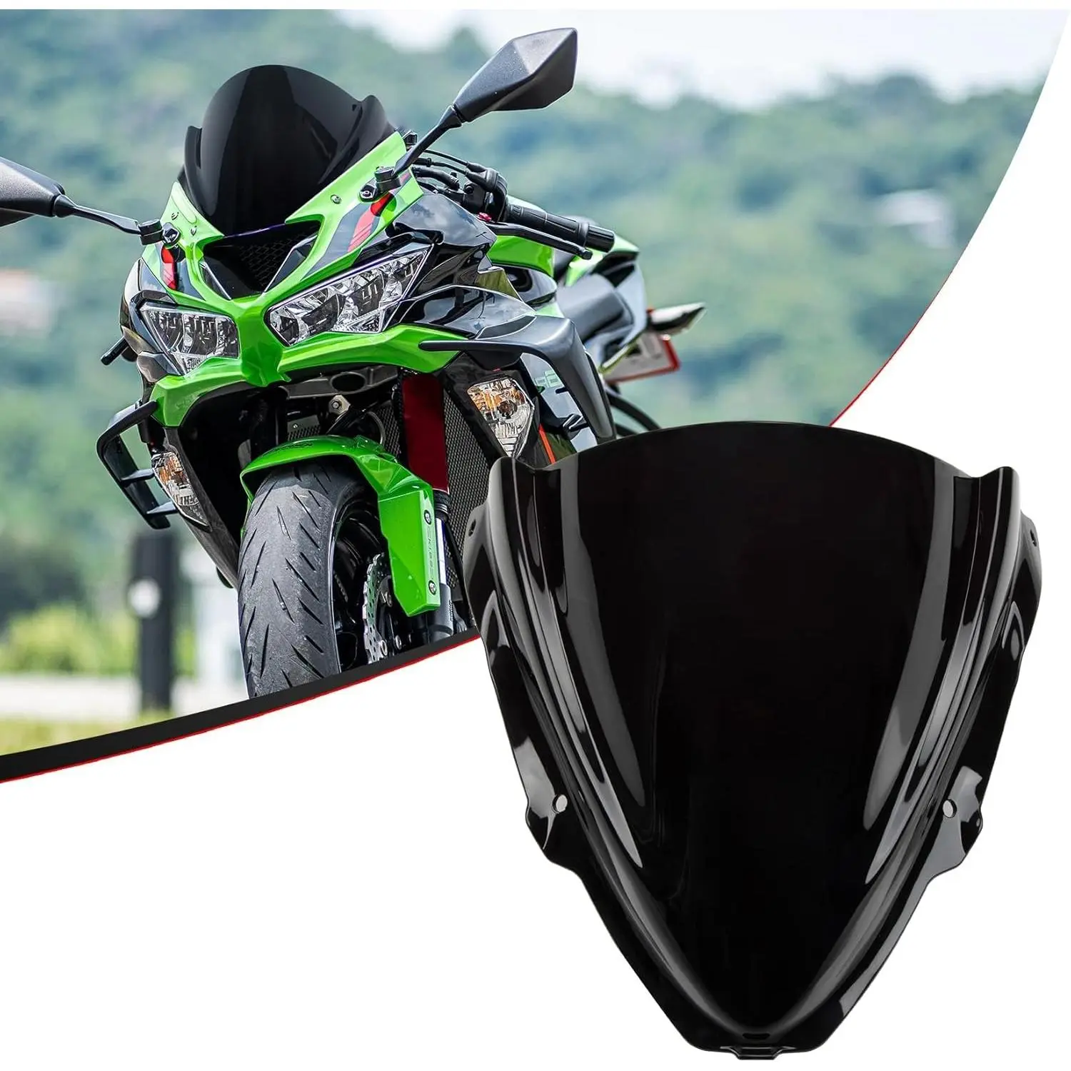 PSLER New Double Bubble Motorcycle Windshield for ZX6R ZX-6R 2024 2025 - High-Quality PC Material, Easy Installation, Direct Swap, Enhanced Safety, Wear-Resistant, Smooth Surface Accessory