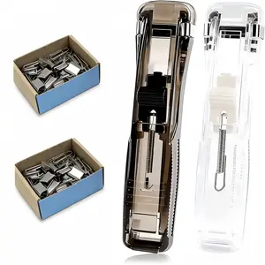 2PCS Portable Binder stapler with 100 pcs Small BinderClips - No-Hole, Reusable Paper Organizer for Office,School & Home, Non-Destructive File Fastener outdoorfun