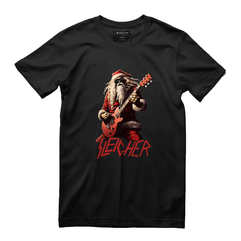 Sleigher Funny Christmas Heavy Metal Music T-Shirt