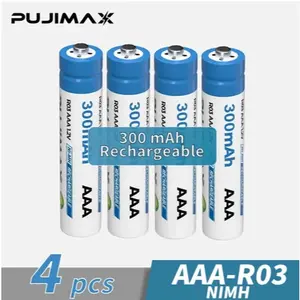 4-Pack AAA Rechargeable Batteries, 300mAh 1.2V Ni-MH, 1200+ Cycles, Pre-Charged, Long-Lasting Power for Remotes, Toys, Clocks, Solar Lights, Mice – Eco-Friendly Household Bulk Pack