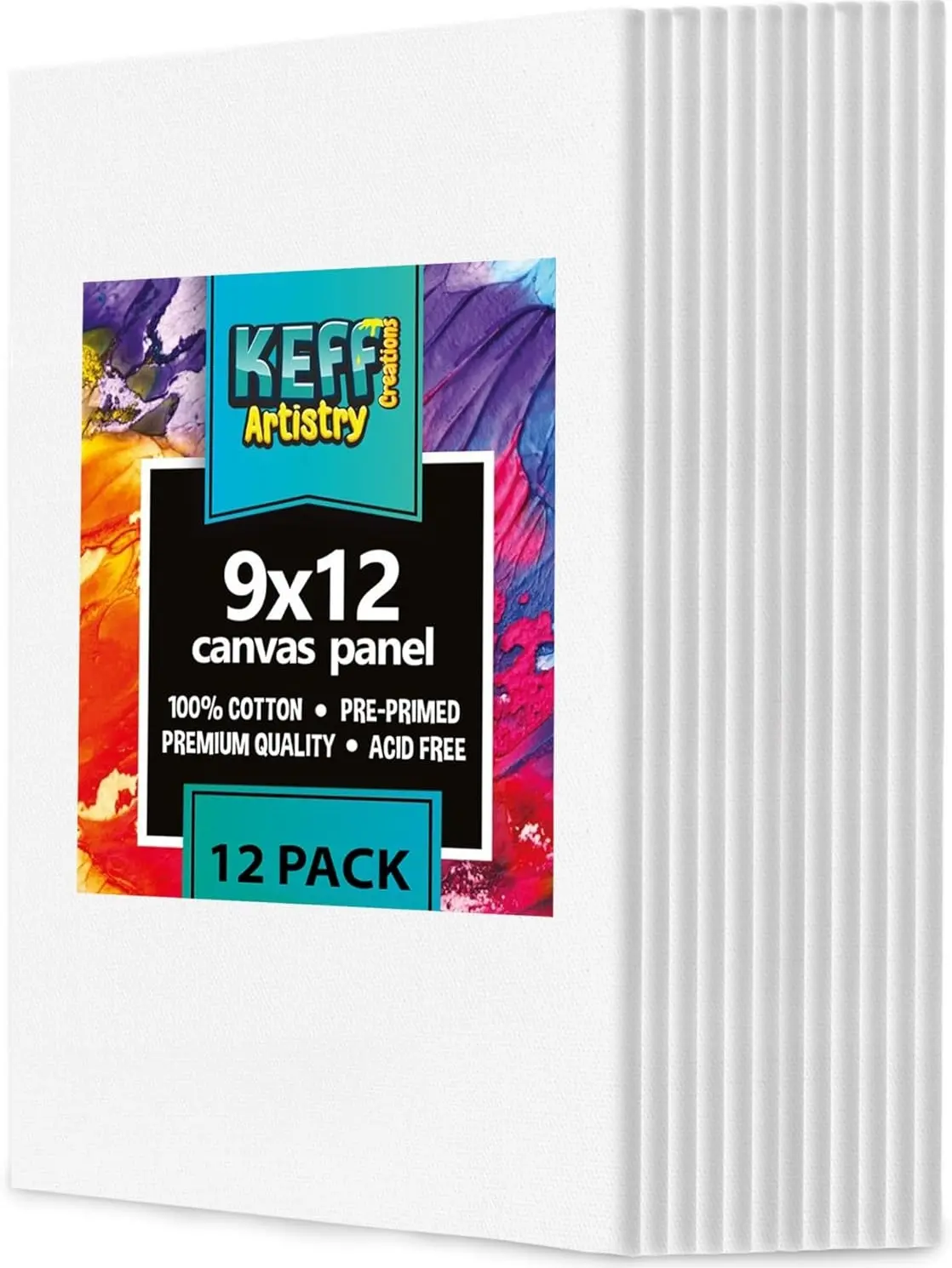 Canvases for Painting - 9x12 12 Pack Art Paint Canvas Panels Set Boards - 100% Cotton Primed Painting Supplies for Acrylic, Oil & Watercolor Paint