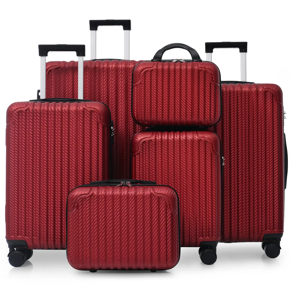 Luggage Set 6-Piece, Durable Hardshell ABS Suitcase with Spinner Wheels, TSA Lock, Side Hooks, Lightweight Carry-On & Checked Luggage