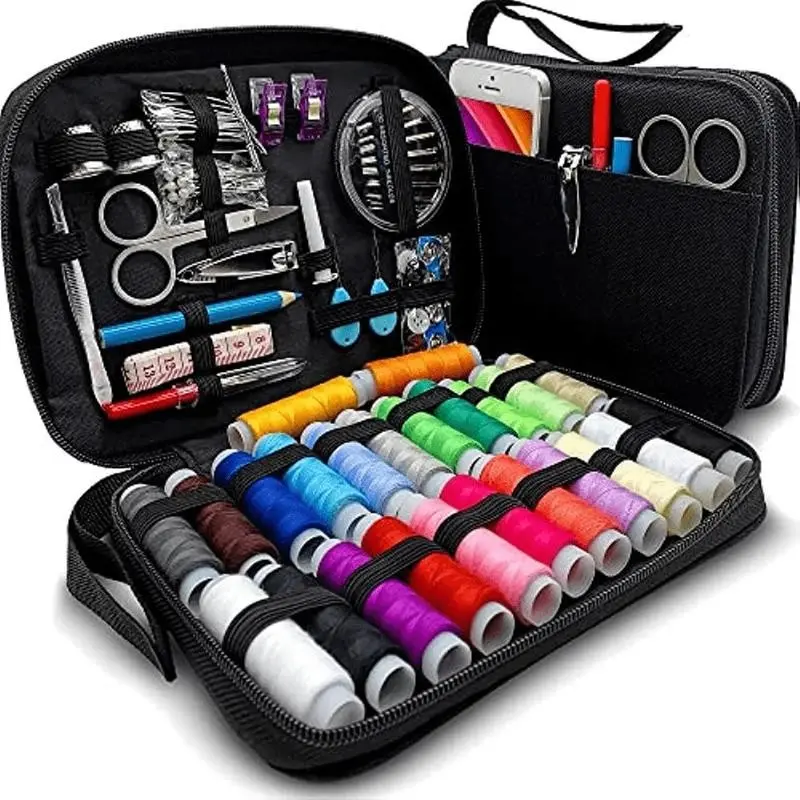 Portable Multifunctional Sewing Kit with Storage Bag, 1 Set in Random Color Including Thread, Needles and Other Accessories, Sewing Supplies Kit for Home Use, Sewing Tools, Sewing Supplies Crafts