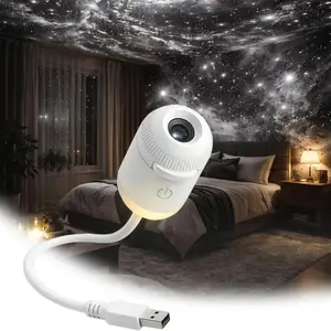 Multifunctional Portable Glaxcy Starry Sky Night Light Projector, with Sliding Projection Films, Adjustable Brightness 360° Rotating Design and USB Power for Car and Bedroom Decoration for Adults and Kids