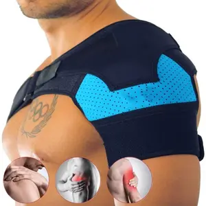Breathable Ice Pack Sports Shoulder Pad Shoulder Brace with Pressure Pad for Left or Right Shoulder – Adjustable for Men and Women, Comfortable