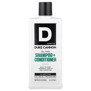 Duke Cannon Supply Co. Shampoo + Conditioner, Tea Tree, All Hair Types, 14 fl oz (414 ml)