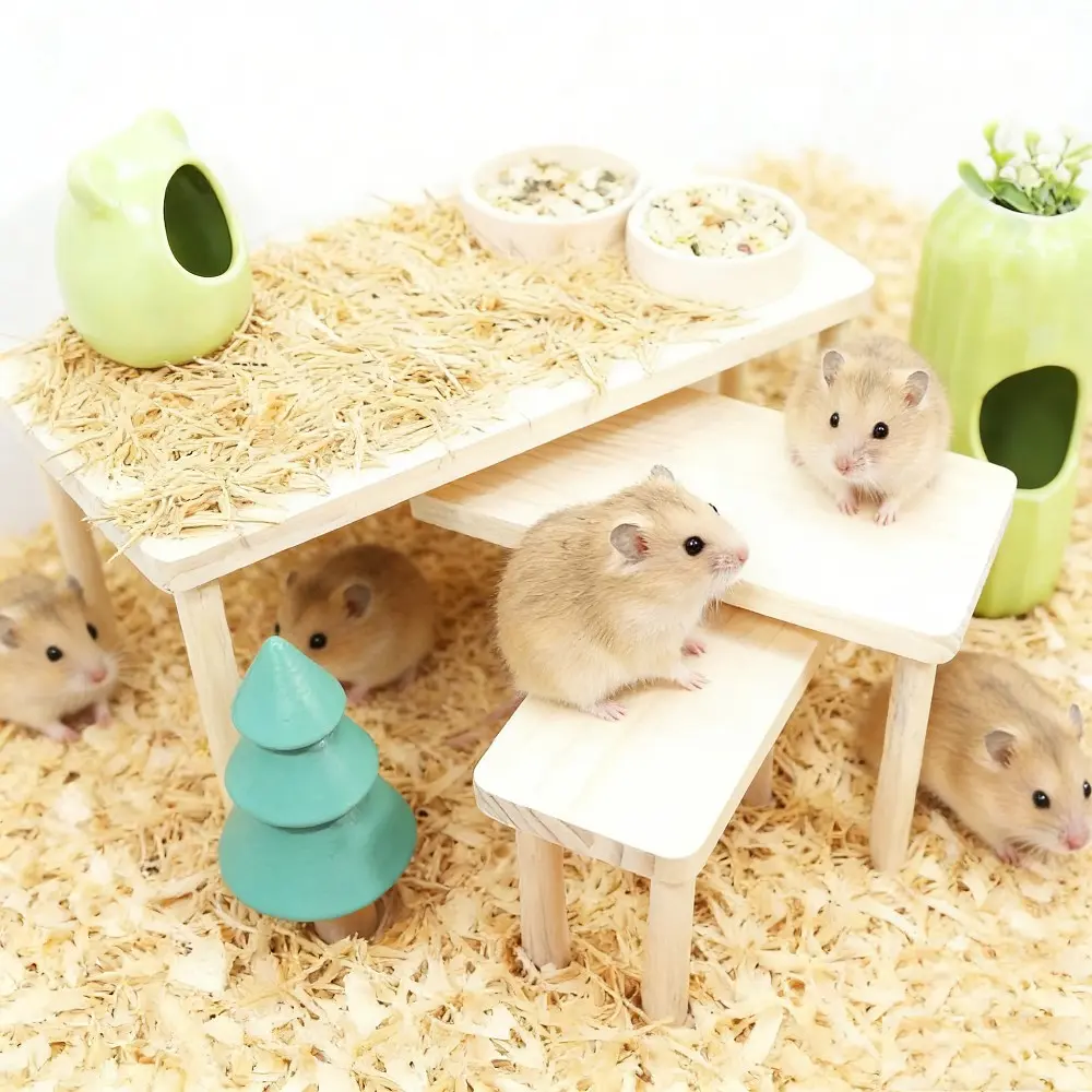 Durable Wooden Hamster Hideaway Platform, Anti-Bite Climbing Table for Small Pets, Stable Decorative Accessory, All-Season Use, Hamster Cage Habitat, Hamster Cage Accessories