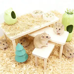 Durable Wooden Hamster Hideaway Platform, Anti-Bite Climbing Table for Small Pets, Stable Decorative Accessory, All-Season Use, Hamster Cage Habitat