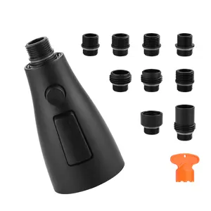 WOWOW Kitchen Faucet Spray Head Matte Black, 3-Function Kitchen Sink Spray Nozzle with 9 Adapters, Kitchen Faucet Head Replacement Compatible with Moen, Delta, American Standard Faucets