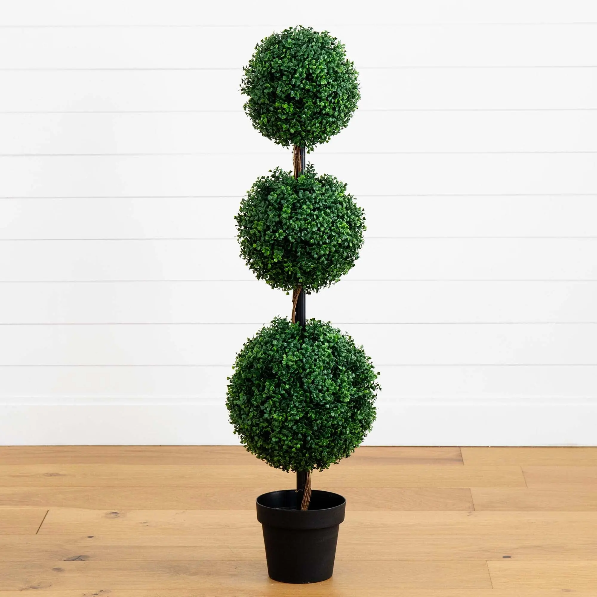 60in Elegant Triple Ball Boxwood Topiary Tree - Faux Greenery Artificial Trees with Boxwood Look, Odourless Long-Lasting Decorative Synthetic Plants for Indoor/Outdoor Home Decor Supplies, Elegant Artificial Plants