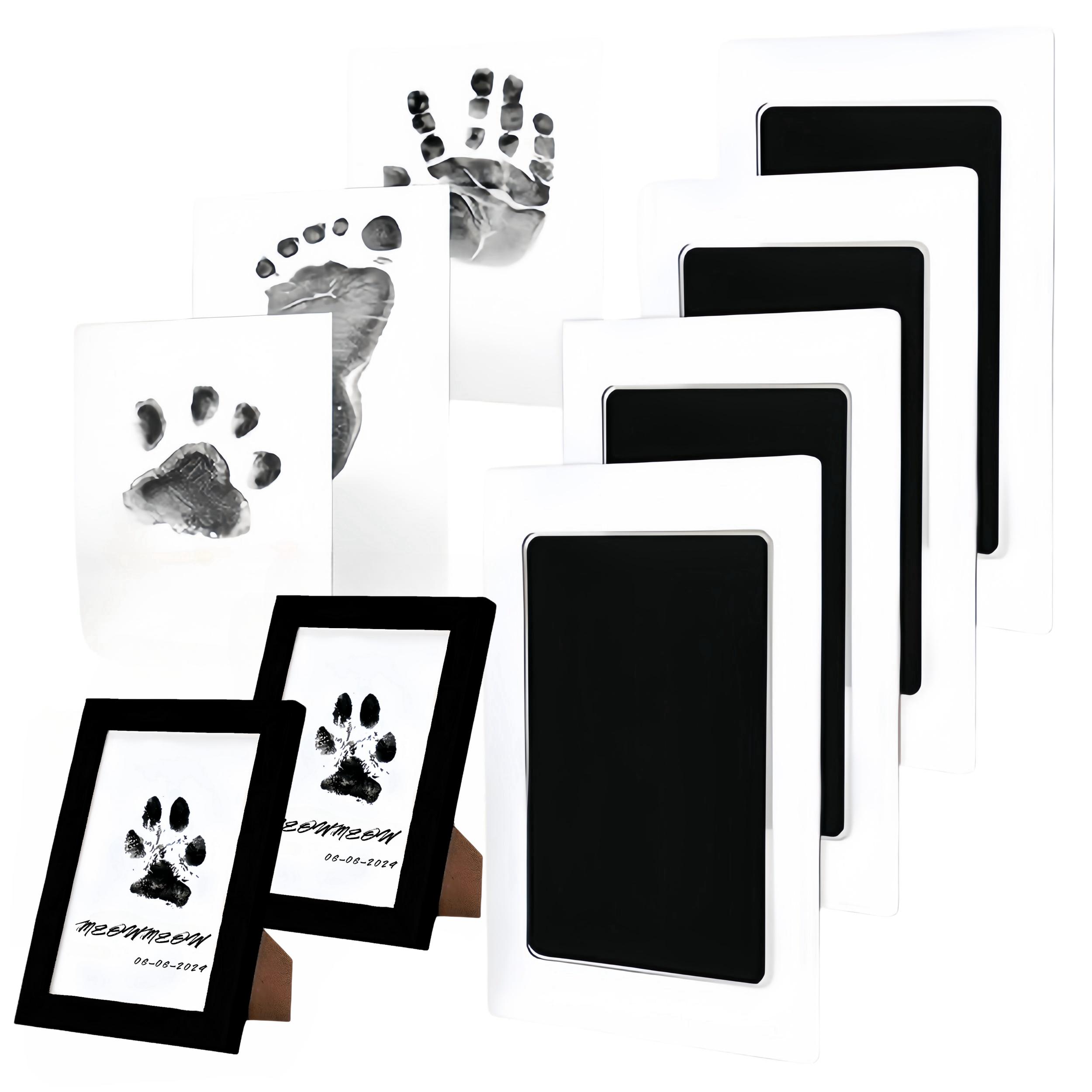 Larleaf Paw Print Kit, 4-Pcs Ink Pads 2 Photo Frame, Mess-Free Paw Print Stamp Pad for Dogs & Cats, Clean Touch Ink Pad