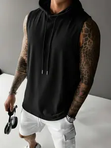 Sleeveless Hooded Tank Top - Minimalist Streetwear Gym Hoodie, Casual Workout Tops, Gym Workout Clothes