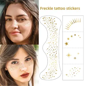 Gold & Silver Foil Glitter Freckle Stickers – Sparkling Face Tattoos, Waterproof & Long-Lasting, Natural Sunburn Look, Perfect for Parties & Music Festivals