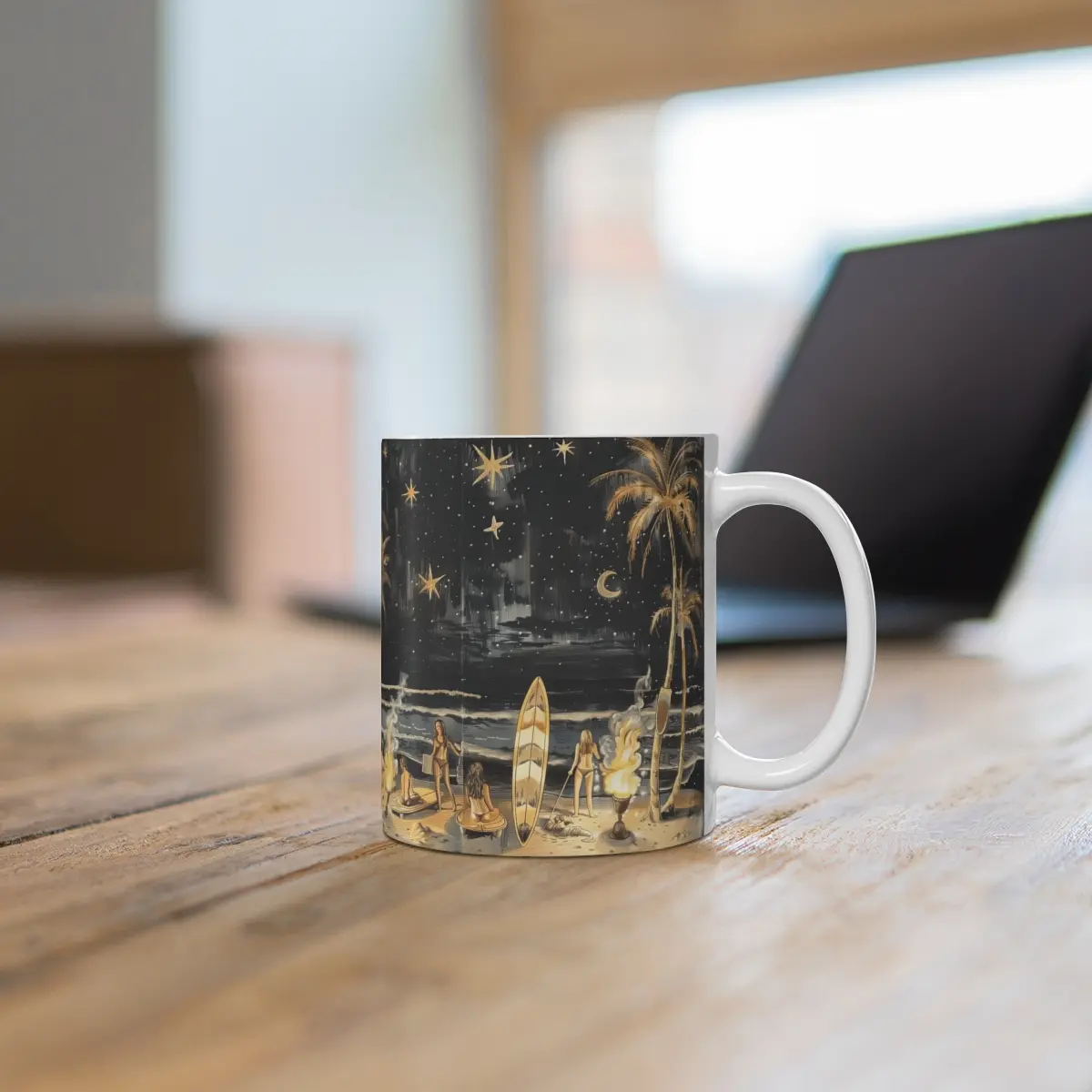 Bonfire Scene Ceramic Mug - Cozy Campfire Design for Coffee, Tea, and Hot Chocolate - Perfect Gift for Outdoor Enthusiasts and Nature Lovers Drinkware Sturdy Drink Reusable Cup Washable Reuse