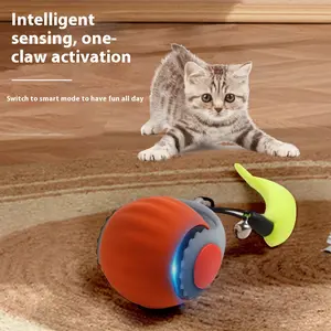 Pet With Gravity Sudden Cat Toy - Orange Gun Grip Model, Blue Model, Silicone Material, Automatic Funny Cat Game with Rolling Ball