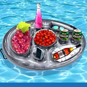 Inflatable PVC water ice bar self-service ice tray party floating portable beverage rack porous coaster tray Pool Floaters