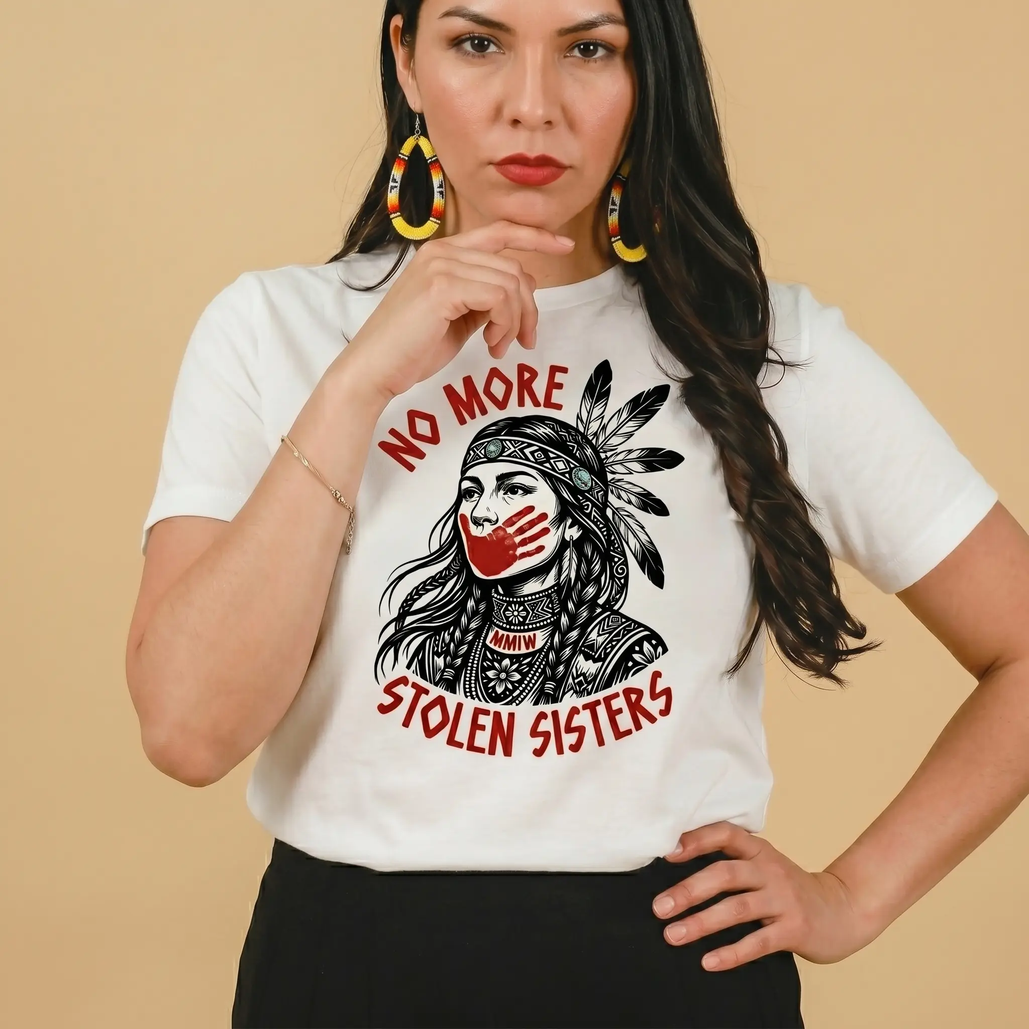 Unisex Graphic T-Shirt, No More Stolen Sisters Soft Cotton Apparel for MMIW Awareness, Casual Round Neck Everyday Streetwear