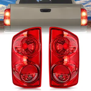 Nilight Headlight and Taillight Assembly Combo Compatible with 2007 2008 2009 Dodge Ram 1500 2500 3500 OE Style Chrome Housing Amber Reflector with Red Housing Tail Lights