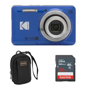 Kodak KODAK PIXPRO FZ55-BK 16MP Digital Camera 5X Optical Zoom 28mm Wide Angle 1080P Full HD Video 2.7" LCD Vlogging Camera. Bundle with SD Card and Slinger Camera bag