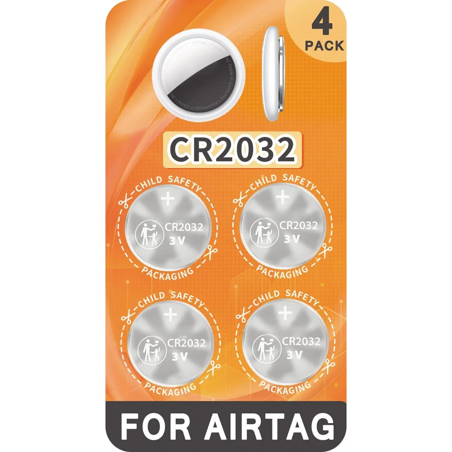 Cr2032 Replacement For Airtag  Oem Long Lifetime - Expiry Day Non-coated Fits Accessories 4 Pack