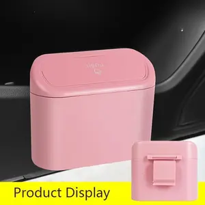 2pcs/set -1pc Trash Can + 1 Rolls Of Garbage Bags, Car Side Door Hanging Storage Box, Car Storage Organizers, Mini Creative Car Trash Can