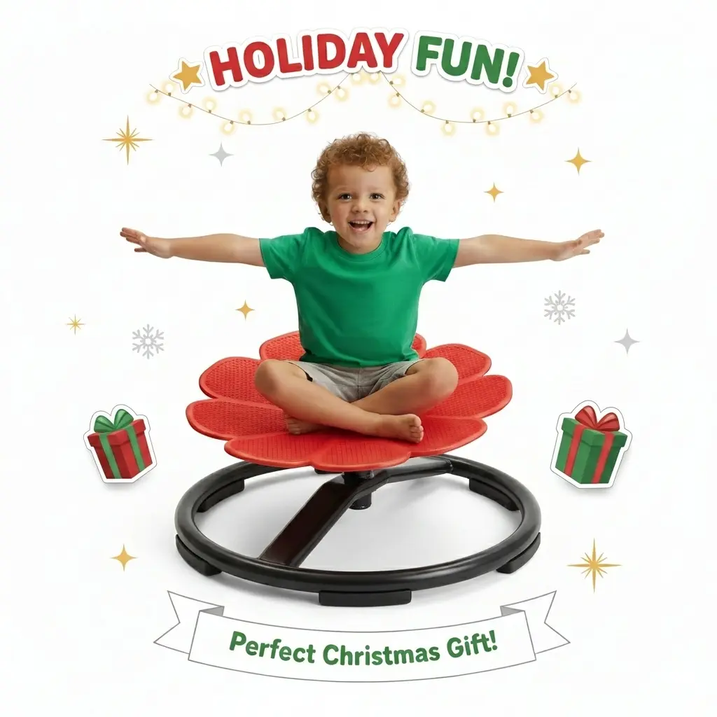 Kids Petal Rotating Sensory Spinning Chair - Lightweight Portable Indoor/Outdoor Toddler Balance Furniture, Ideal Christmas Gift, Children's Swivel Chair for Gifting, Rotating Sensory Chair