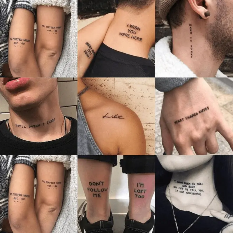 Unisex 56-Piece Waterproof English Letter Temporary Tattoo Stickers - Simple, Painless Way to Showcase Your Style