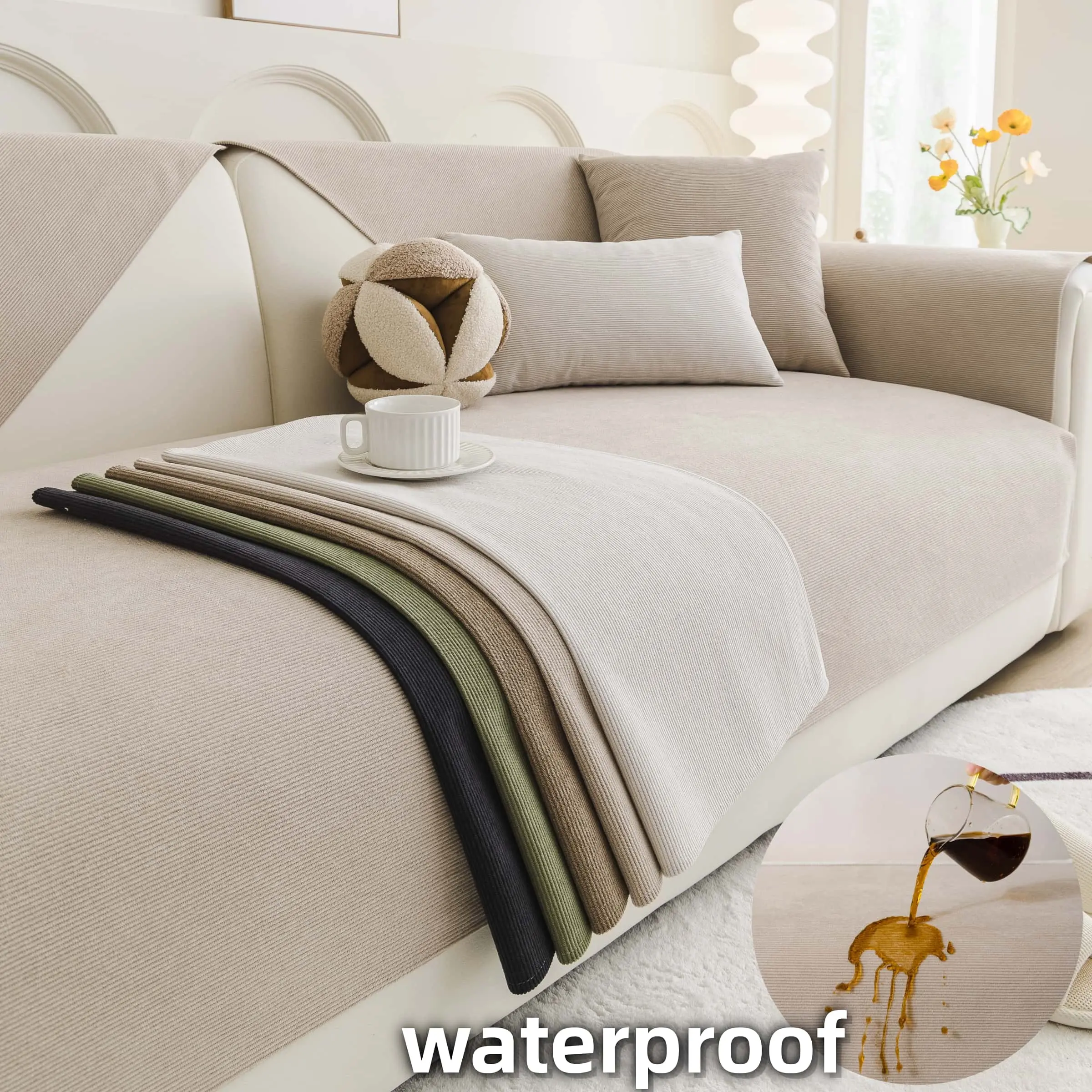 Waterproof sofa cover Pad, Soft Couch Cover Protector, Reusable Couch Protector, Non-Slip Washable Sofa Mat, Pet-Friendly Furniture Protection for the Living Room, Washable Sofa Slipcover