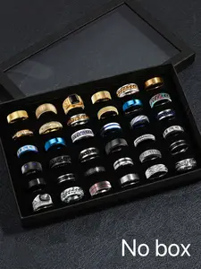 Punk Style Rhinestone Decor Stainless Steel Ring Set, Trendy Hip Hop Stackable Rings, Gift for him , Fashionable Men Accessories for Party & Daily Clothing Decor for Boy, Birthday Gift