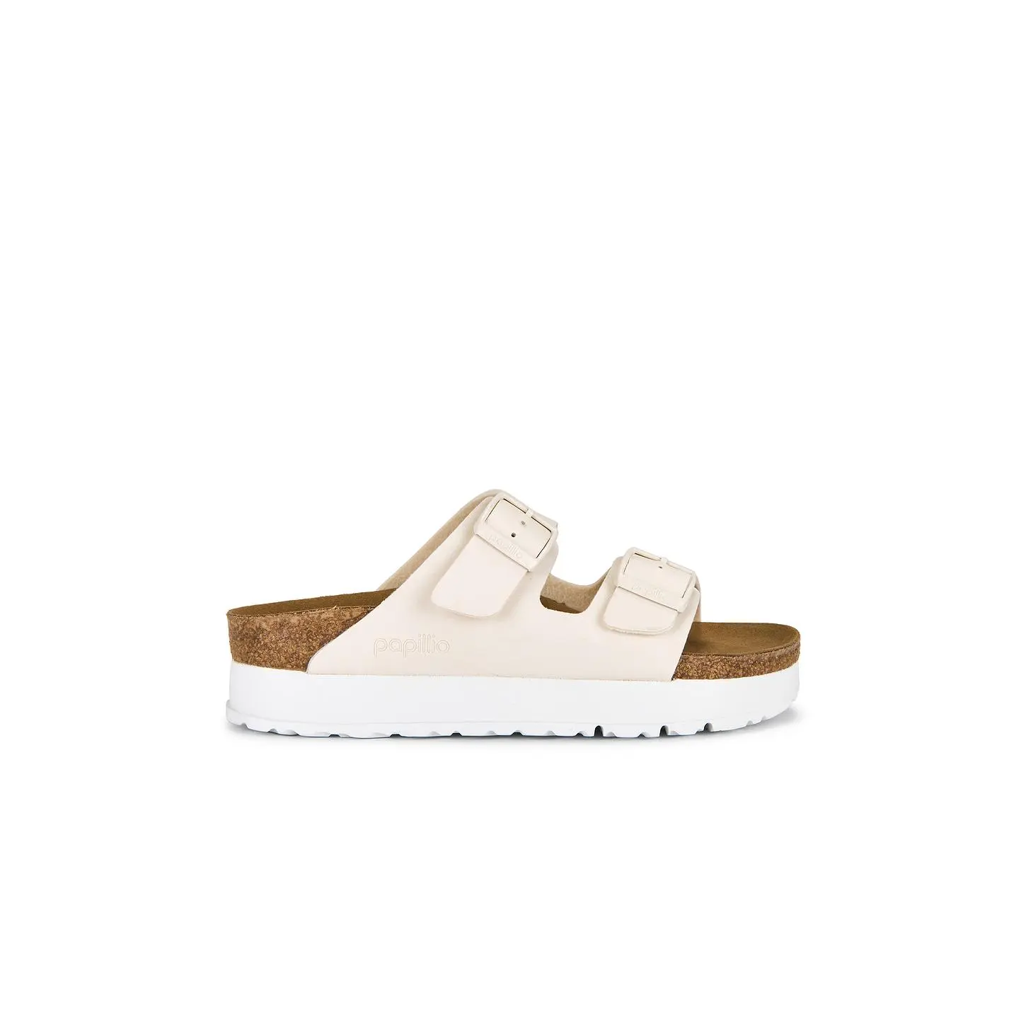 BIRKENSTOCK Arizona Platform Faux Leather Sandal in Eggshell BIRKENSTOCK Arizona Platform Faux Leather Sandal in Eggshell