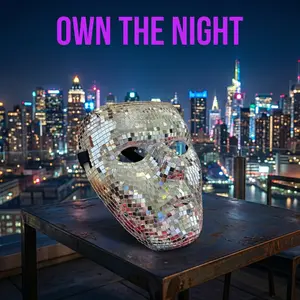 Disco Ball Mirror Mask - Sparkly Silver Glitter Full Face Mask for Rave, DJ Stage Performance & Nightclub, Luxury Masquerade Cosplay Headwear Halloween Party & Festivals anniversary gifts him boo basket love gift Red Rose Fluffy blue thin paper plates