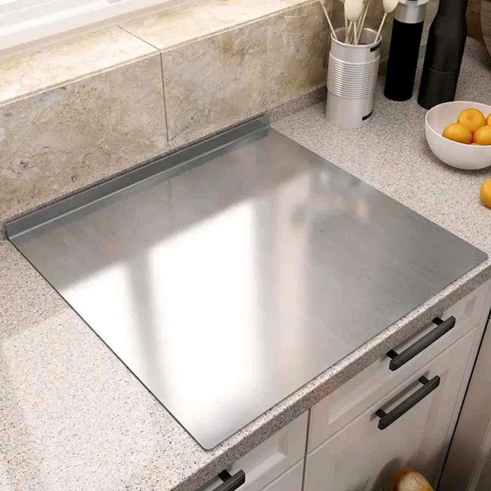 Large Non-Slip Stainless Steel Cutting Board - Durable Chopping Board, Metal Hygienic Rectangular Kitchen Utensil, Household Gadget That Wipes Clean Fast