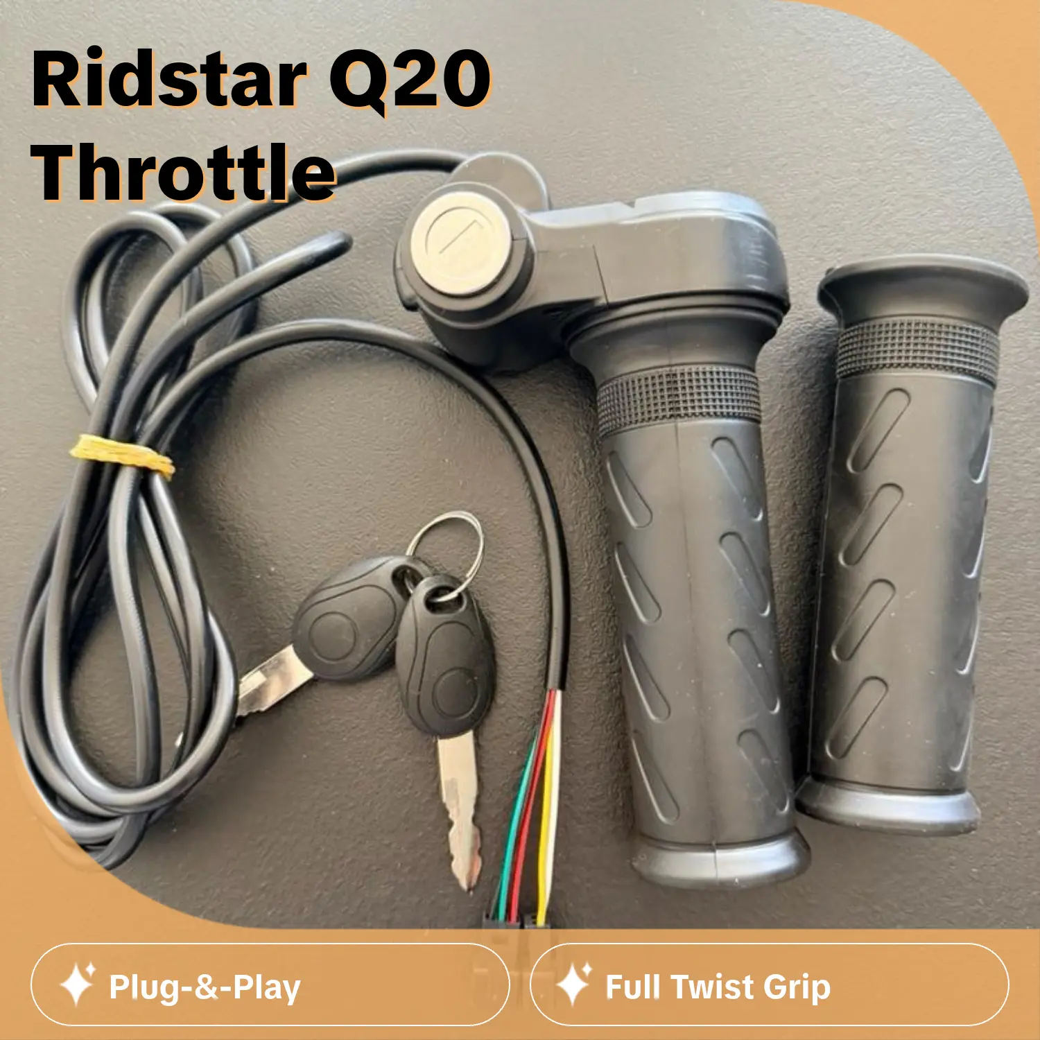 DZMODS Plug & Play Full Twist Throttle for Ridstar Q20 & YVY | Custom Fit, Easy Install, 3-Pin Connector, E-bike Handlebar Grip