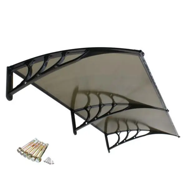 ZENSTYLE Modern 40"x80" Wide Span Aluminum Frame Canopy Shade, UV-Resistant Polycarbonate Cover, Easy-Install Outdoor Front Door Window UV Resistant Canopy, Brown