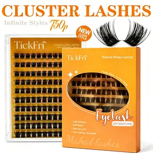 TickFri Lashes Kit Soft Fluffy Long-Lasting Lashes for Beginners Easy At-Home Application DIY Lash Clusters manhwa Self-Adhesive Natural Look Thin Band individual Waterproof Manga ONLY LASH Fairy (No Bond Seal Remover)