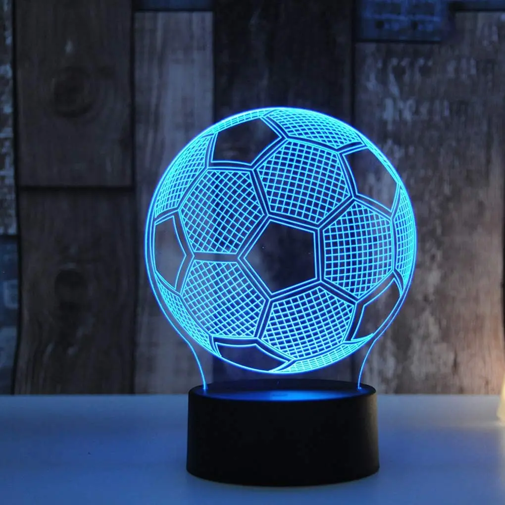 3D Illusion Soccer Plastic Colorful LED Night Light - 3D Visual Effects, RGB Remote/Touch Control, Adjustable Mood Lighting, Colorful LED Lights, Bedroom Decoration, Kids 6+ Birthday Gift, 3D Illusion Lamp