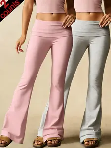 Women's High-Waisted Flare Pants, Tight Yoga Pants, Slimming Body Shape Design, Casual Romantic Style, Spring & Fall Fashion