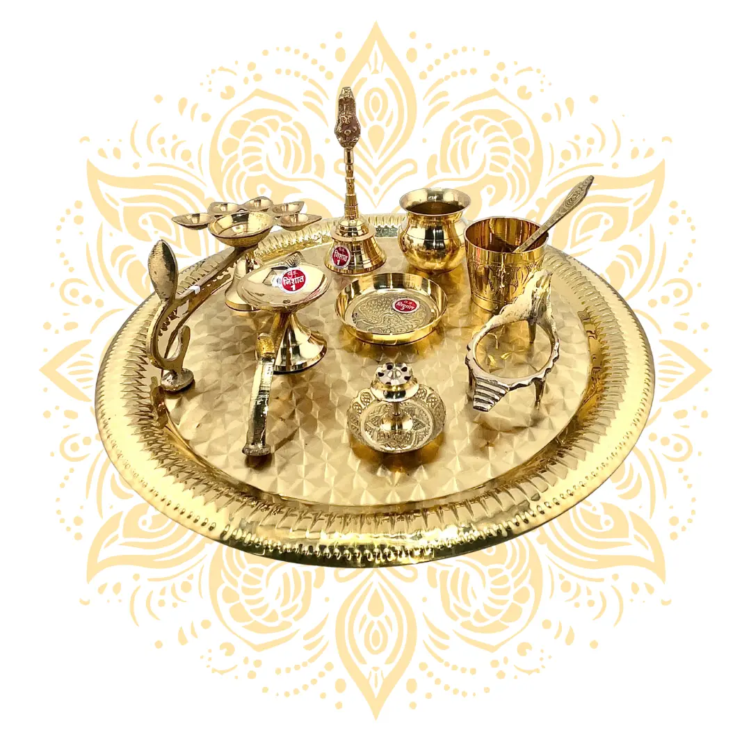 Brass Aarti Set Complete Pooja Thali Kit