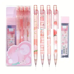 Cute Mechanical Pencil Set of 4, Includes 0.5mm Automatic Pencils, Dinosaur and Heart Design, Durable Plastic, School Office Supplies
