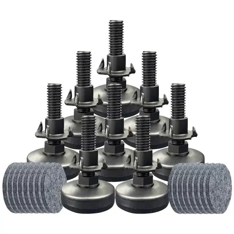 8-piece adjustable leveling foot furniture level, table foot heavy-duty leg level, suitable for cabinets, sofas, tables and chairs (supports 120 pounds, T-shaped nut kit 3/8-16 thread, large base, black) campingessentials