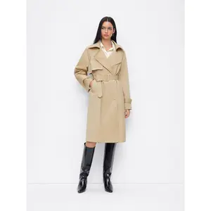 Cider Double Breasted Collar Oversized Trench Coat With Belt