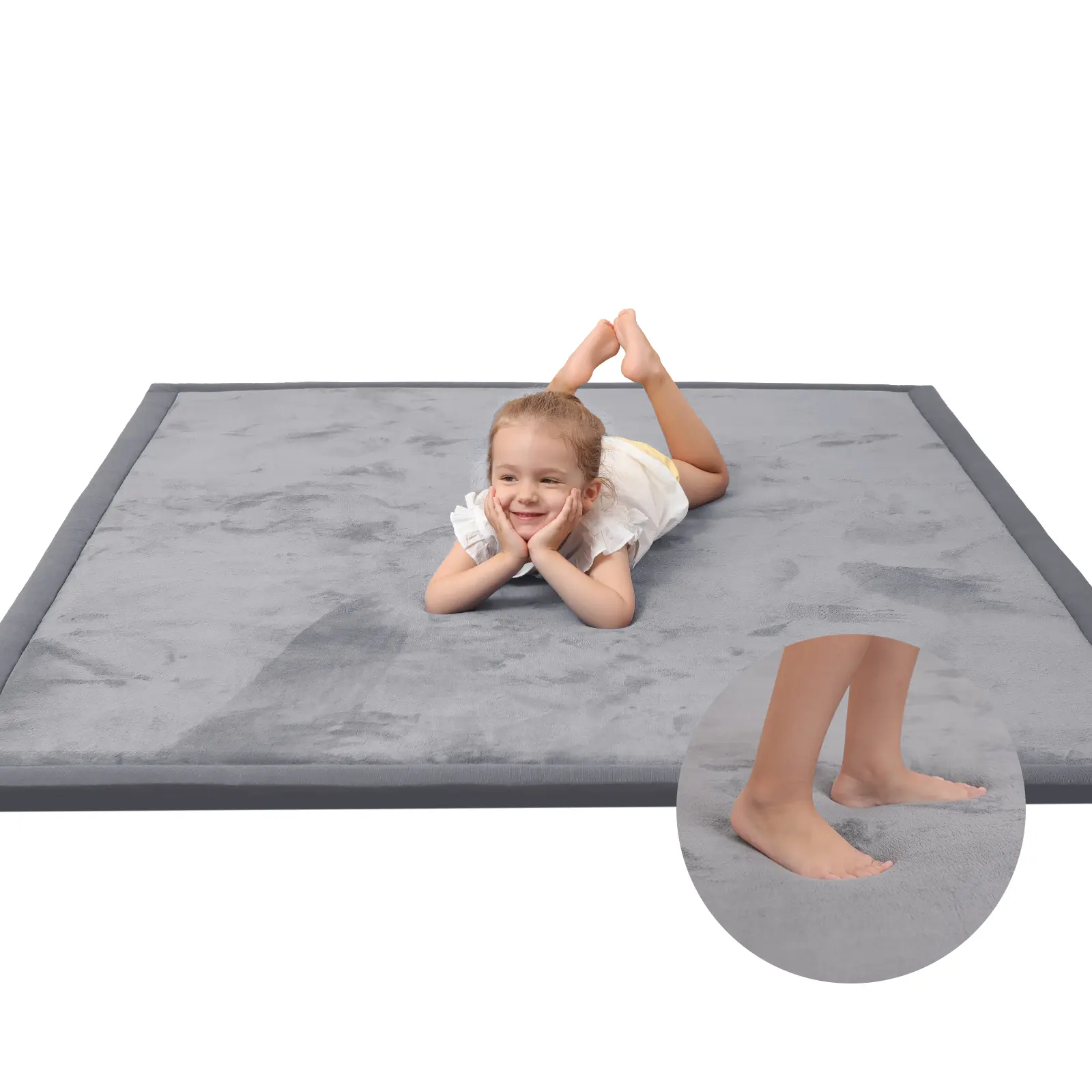 Huloo Sleep Baby Play Mat Playpen Mat – 1.3" Thick Elasti-Foam,  Non-Toxic, Water Repellent, Soft Coral Velvet.Safe for Crawling & Tummy Time，Non-Slip Backing, Furniture & Area Rug for Living Room/Bedroom