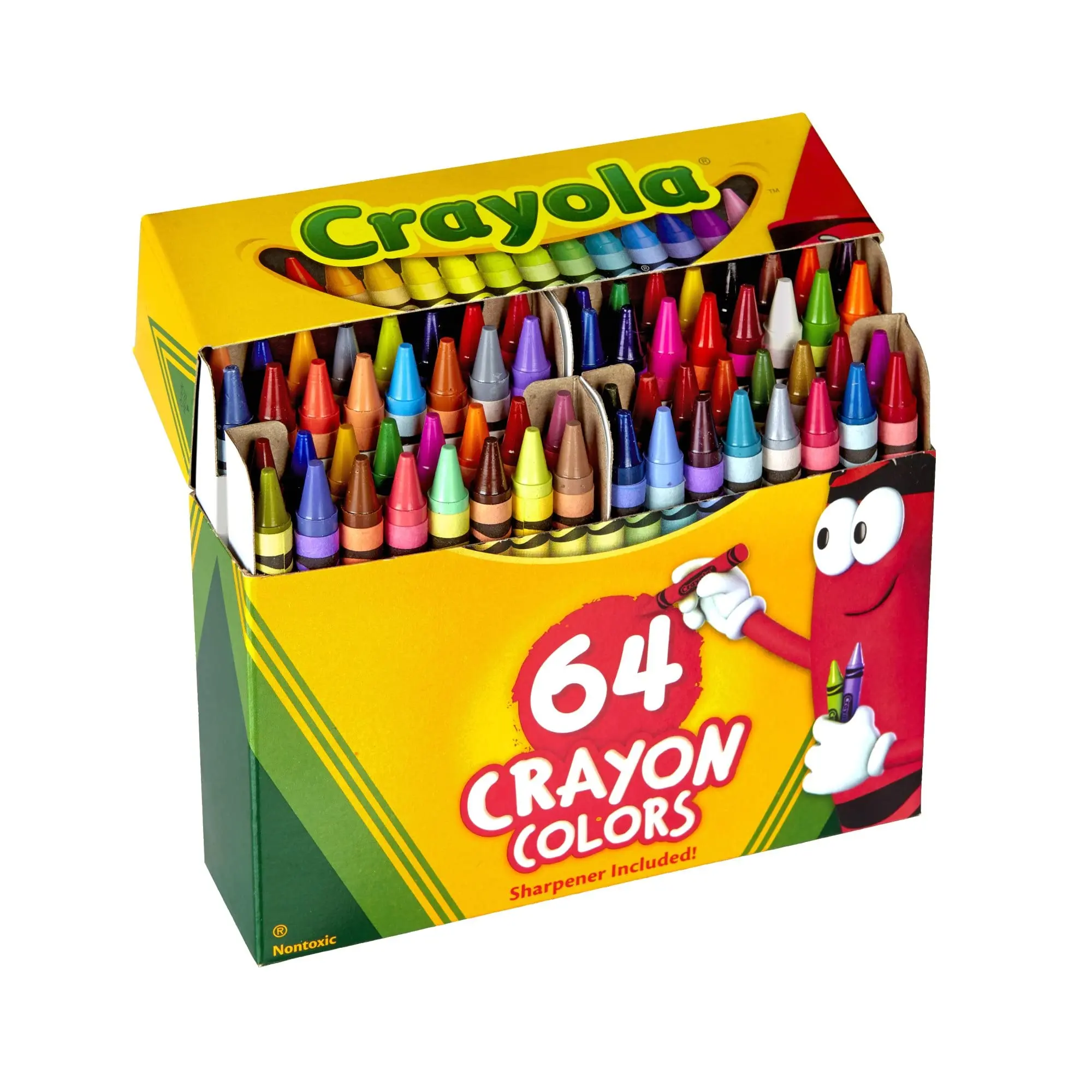 Crayola 64-Ct Crayon Box with Built-In Sharpener, Bright Kids' Educational Arts & Crafts Supplies for Enhancing Crafts, Eco-Friendly Manufacturing to Inspire Creativity