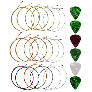 Acoustic guitar string set, including 6 picks, 3 sets of 6 acoustic guitar strings in total. The guitar strings can be replaced with steel strings, suitable for beginners and players.