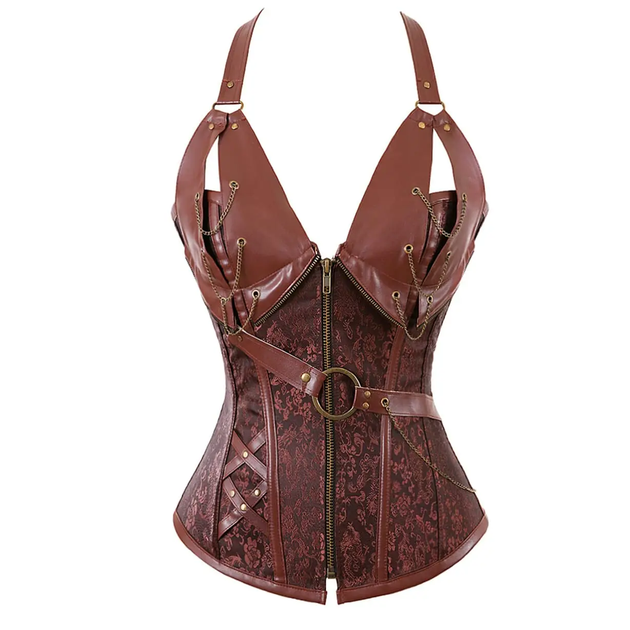 Milalee Womens Gothic Steampunk Underbust Corset Retro Bustier Waist Cincher Vest Tank Top Slimming Corset for Cosplay Daily Wear 8105