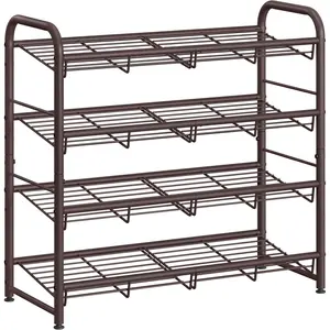 4-layer metal stackable shoe rack, capable of accommodating up to 20 pairs of shoes, adjustable diagonal tower storage rack, multifunctional and sturdy shoe rack, suitable for hallways, garages, etc
