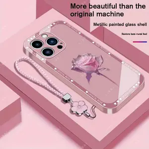 Suitable for [iPhone 13 Pro] Brand new premium phone case, Free four-leaf clover lanyard，drop-proof and fingerprint-resistant，simple and elegant design，multiple colors available YM99
